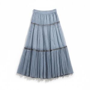 FREE PEOPLE - EMBROIDERED MAXI  SKIRT - CHIFFON - LIGHT GRAY - 0